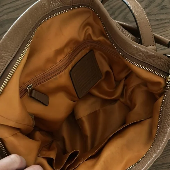 Coach Tan and Red Soft Pebble Leather Crossbody Bag - Picture 9 of 9